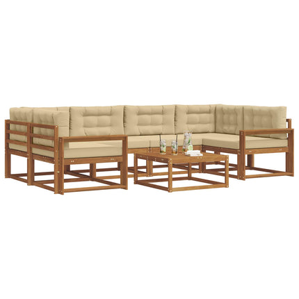 Utomhussoffset med kudde 7 pcs Naturlig och Beige