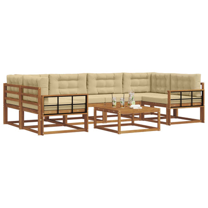 Utomhussoffset med kudde 7 pcs Naturlig och Beige