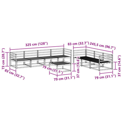 Utomhussoffset 8 pcs Naturfärg Massivt Akaciaträ