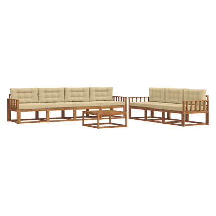 Utomhussoffset med kudde 8 pcs Naturlig och Beige