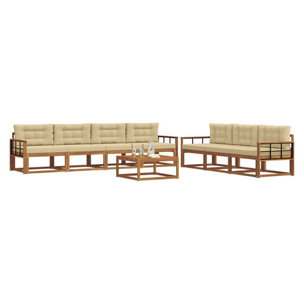 Utomhussoffset med kudde 8 pcs Naturlig och Beige
