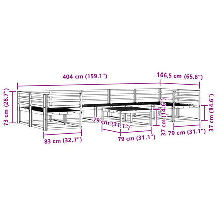 Utomhussoffset 8 pcs Naturfärg Massivt Akaciaträ
