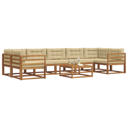 Utomhussoffset med kudde 8 pcs Naturlig och Beige