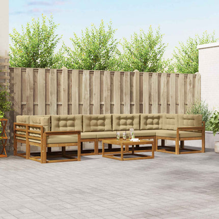 Utomhussoffset med kudde 8 pcs Naturlig och Beige
