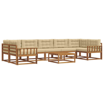 Utomhussoffset med kudde 8 pcs Naturlig och Beige