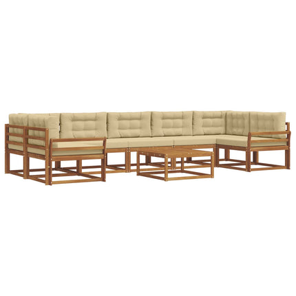 Utomhussoffset med kudde 8 pcs Naturlig och Beige