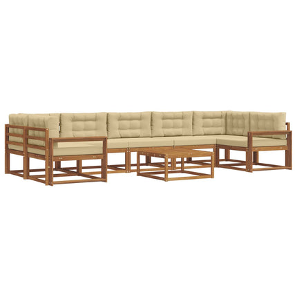 Utomhussoffset med kudde 8 pcs Naturlig och Beige