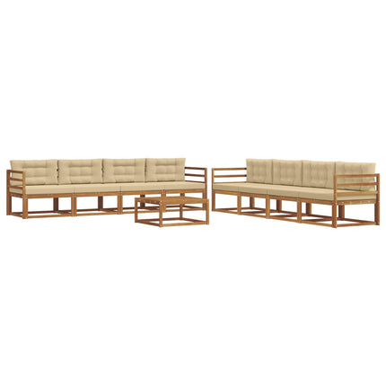 Utomhussoffset med kudde 9 pcs Naturlig och Beige