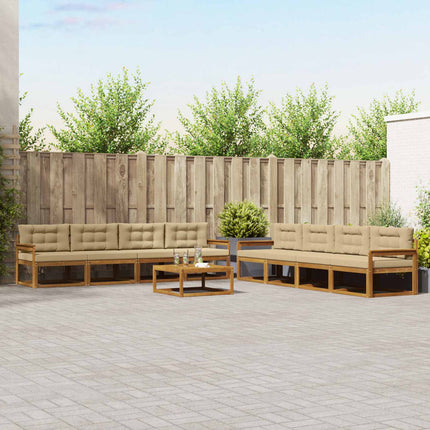 Utomhussoffset med kudde 9 pcs Naturlig och Beige