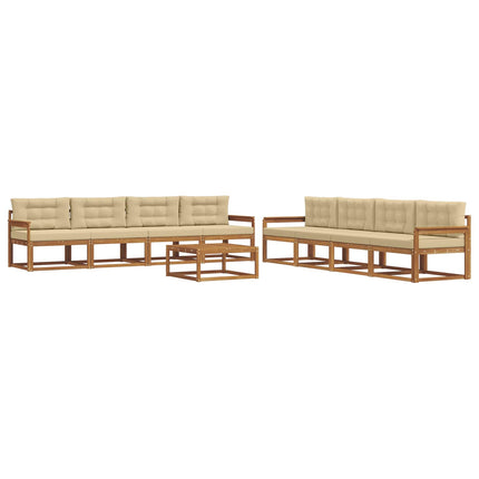 Utomhussoffset med kudde 9 pcs Naturlig och Beige