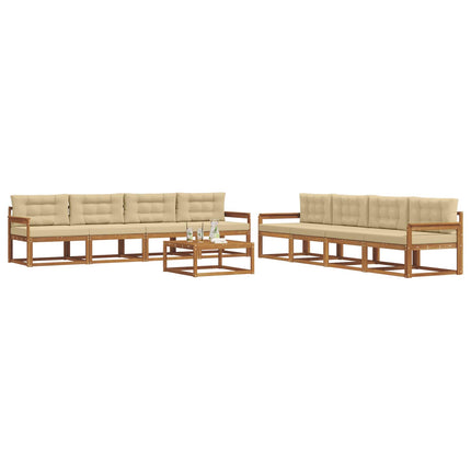 Utomhussoffset med kudde 9 pcs Naturlig och Beige