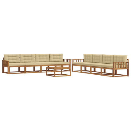 Utomhussoffset med kudde 9 pcs Naturlig och Beige