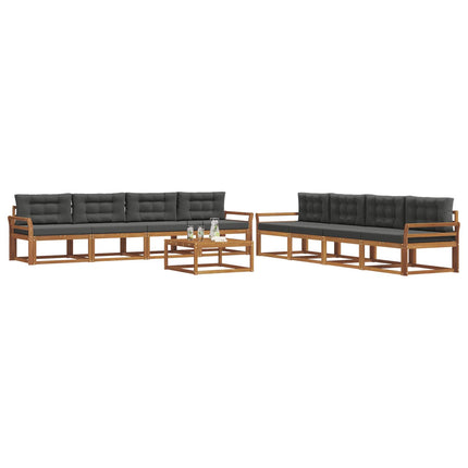 Utomhussoffset med kudde 9 pcs Naturlig och Antracit