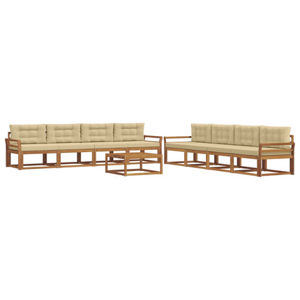 Utomhussoffset med kudde 9 pcs Naturlig och Beige