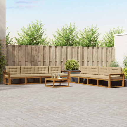 Utomhussoffset med kudde 9 pcs Naturlig och Beige