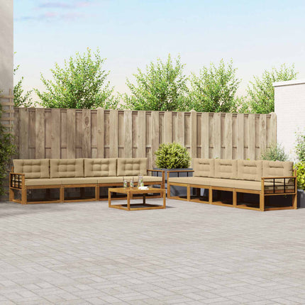 Utomhussoffset med kudde 9 pcs Naturlig och Beige