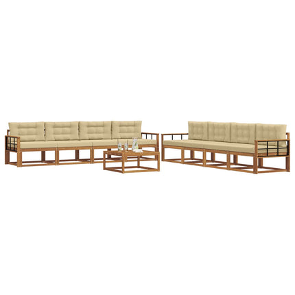 Utomhussoffset med kudde 9 pcs Naturlig och Beige