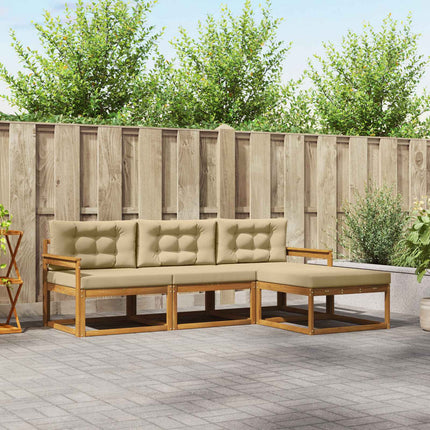Utomhussoffset med kudde 4 pcs Naturlig och Beige