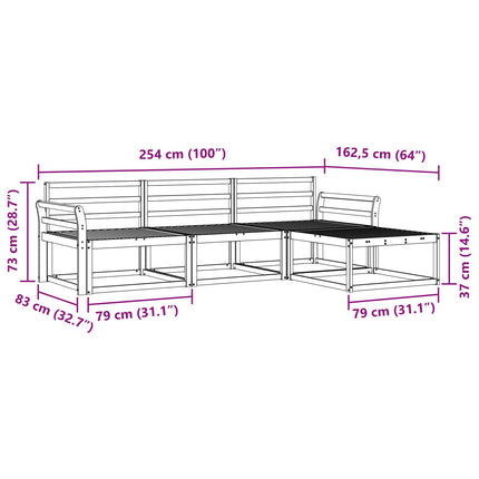 Utomhussoffset 4 pcs Naturfärg Massivt Akaciaträ