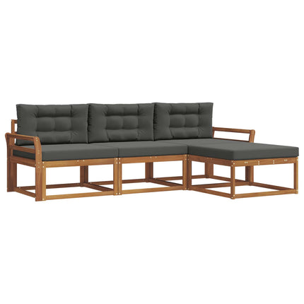 Utomhussoffset med kudde 4 pcs Naturlig och Antracit
