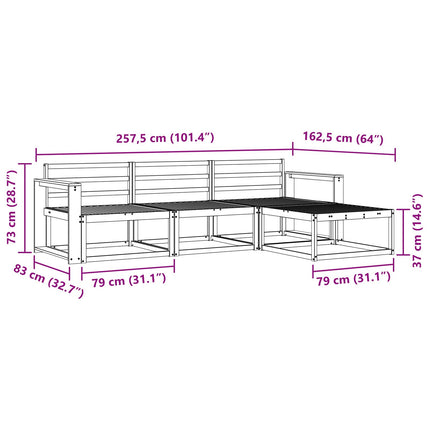 Utomhussoffset 4 pcs Naturfärg Massivt Akaciaträ