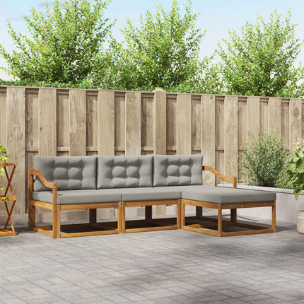 Utomhussoffset med kudde 4 pcs Naturlig och Ljus Grå