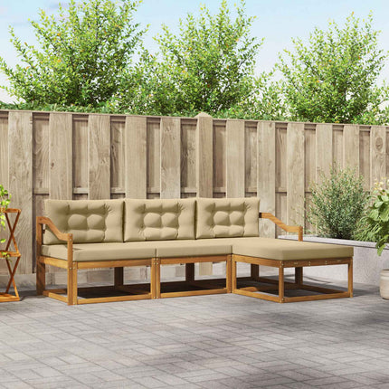 Utomhussoffset med kudde 4 pcs Naturlig och Beige