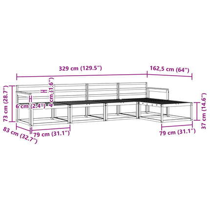 Utomhussoffset 5 pcs Naturfärg Massivt Akaciaträ