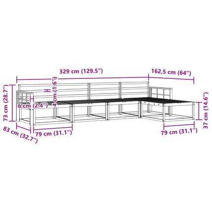 Utomhussoffset 5 pcs Naturfärg Massivt Akaciaträ