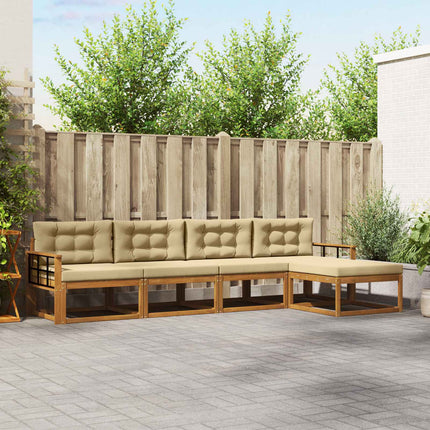 Utomhussoffset med kudde 5 pcs Naturlig och Beige