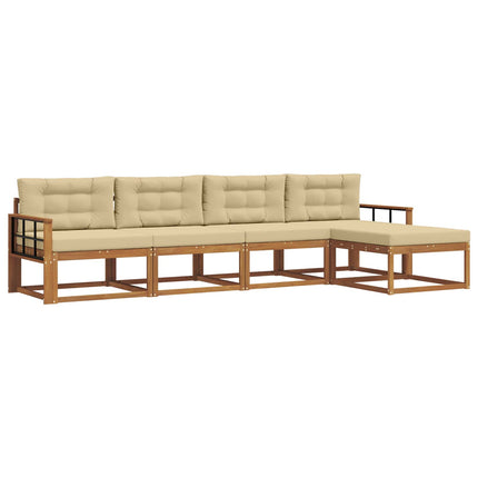 Utomhussoffset med kudde 5 pcs Naturlig och Beige