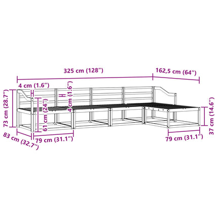 Utomhussoffset 5 pcs Naturfärg Massivt Akaciaträ