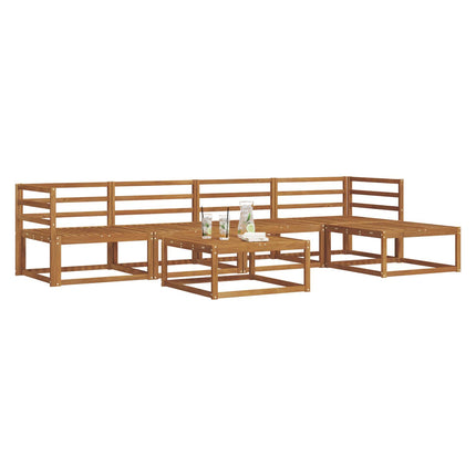 Utomhussoffset 6 pcs Naturfärg Massivt Akaciaträ