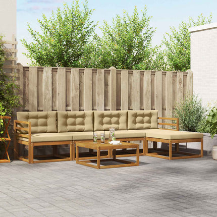 Utomhussoffset med kudde 6 pcs Naturlig och Beige