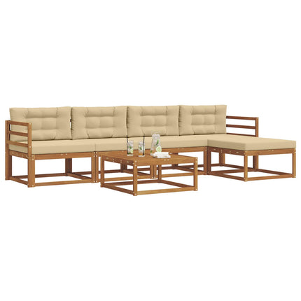 Utomhussoffset med kudde 6 pcs Naturlig och Beige