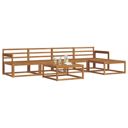 Utomhussoffset 6 pcs Naturfärg Massivt Akaciaträ