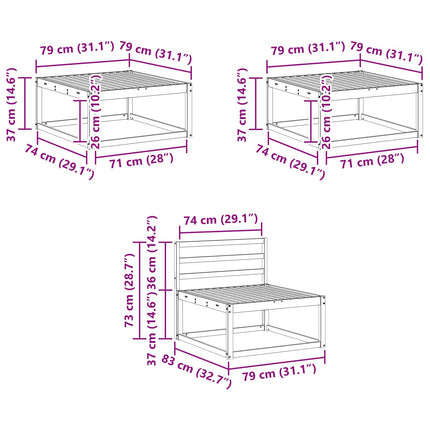 Utomhussoffset 6 pcs Naturfärg Massivt Akaciaträ