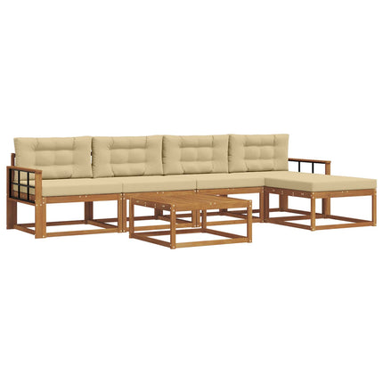 Utomhussoffset med kudde 6 pcs Naturlig och Beige
