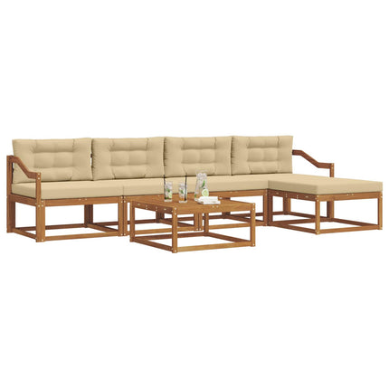 Utomhussoffset med kudde 6 pcs Naturlig och Beige
