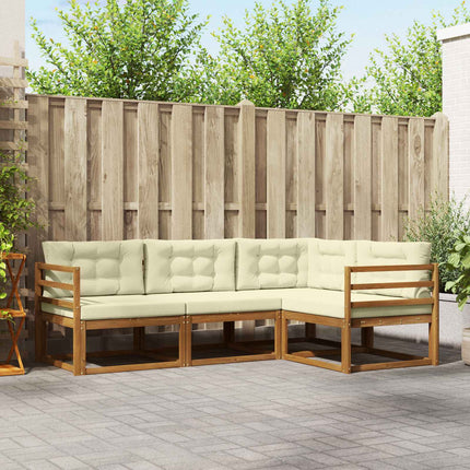 Utomhussoffset med kudde 4 pcs Naturlig och Grädde