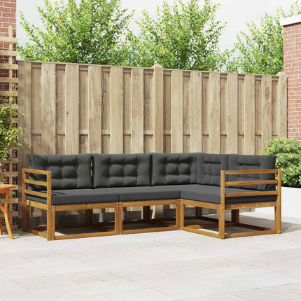 Utomhussoffset med kudde 4 pcs Naturlig och Antracit