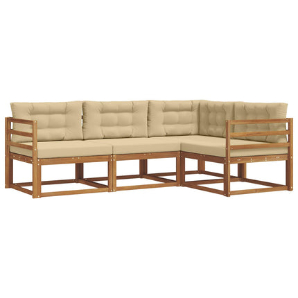 Utomhussoffset med kudde 4 pcs Naturlig och Beige
