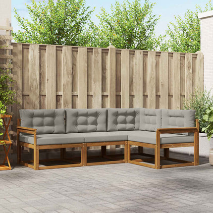 Utomhussoffset med kudde 4 pcs Naturlig och Ljus Grå