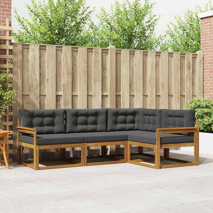 Utomhussoffset med kudde 4 pcs Naturlig och Antracit
