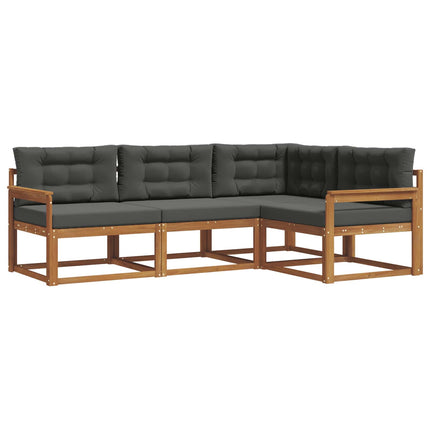 Utomhussoffset med kudde 4 pcs Naturlig och Antracit