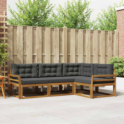 Utomhussoffset med kudde 4 pcs Naturlig och Antracit