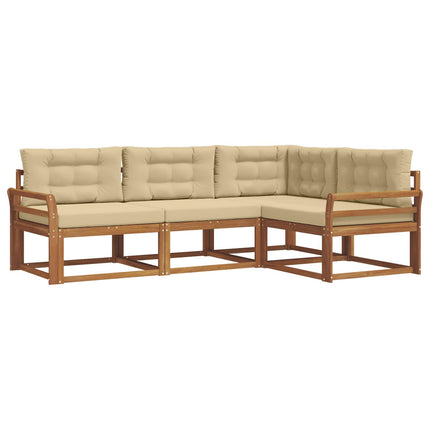 Utomhussoffset med kudde 4 pcs Naturlig och Beige