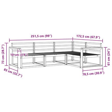 Utomhussoffset 4 pcs Naturfärg Massivt Akaciaträ