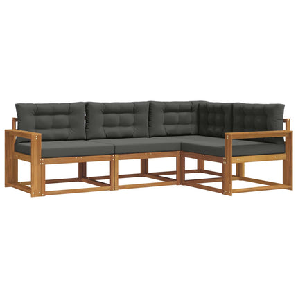 Utomhussoffset med kudde 4 pcs Naturlig och Antracit