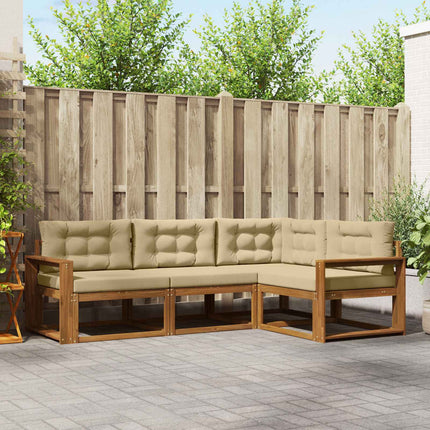 Utomhussoffset med kudde 4 pcs Naturlig och Beige
